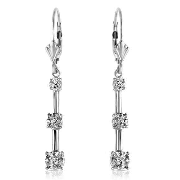 Galaxy Gold Products Jewelry - COPY - 14K. SOLID GOLD LEVER BACK DIAMONDS EARRIN…
